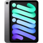 Apple iPad Mini A17 Pro màu hồng nhạt đặt nghiêng trên nền trắng, hiển thị màn hình Liquid Retina sắc nét.
