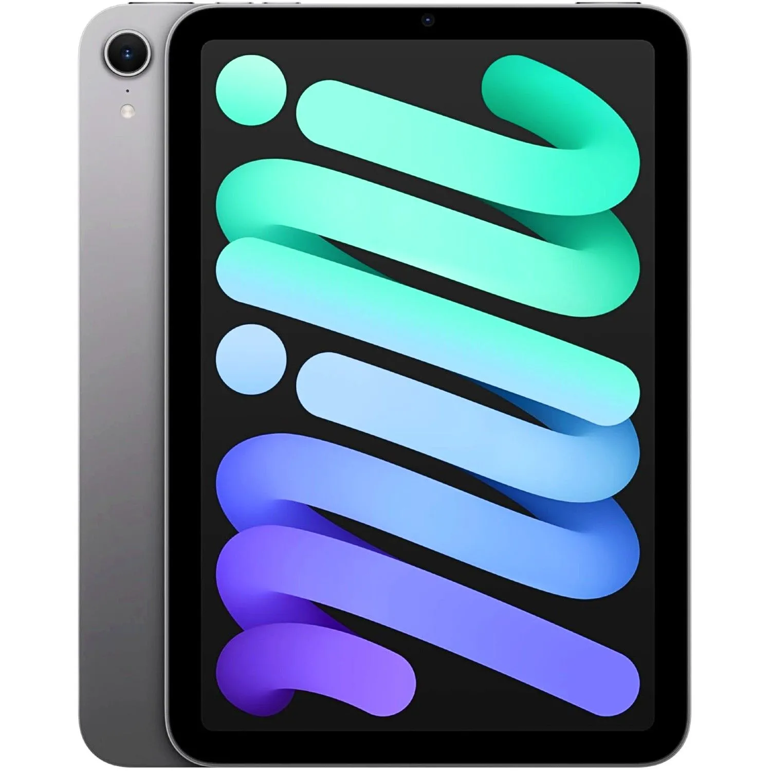 Apple iPad Mini A17 Pro màu hồng nhạt đặt nghiêng trên nền trắng, hiển thị màn hình Liquid Retina sắc nét.