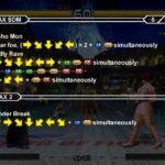 Bảng hiển thị các thao tác chiêu thức phức tạp của nhân vật Geese Howard trong The King of Fighters 2002 Ultimate Match