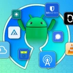 Biểu tượng Android và các logo ứng dụng thể hiện tính mở và sự đa dạng của hệ điều hành.