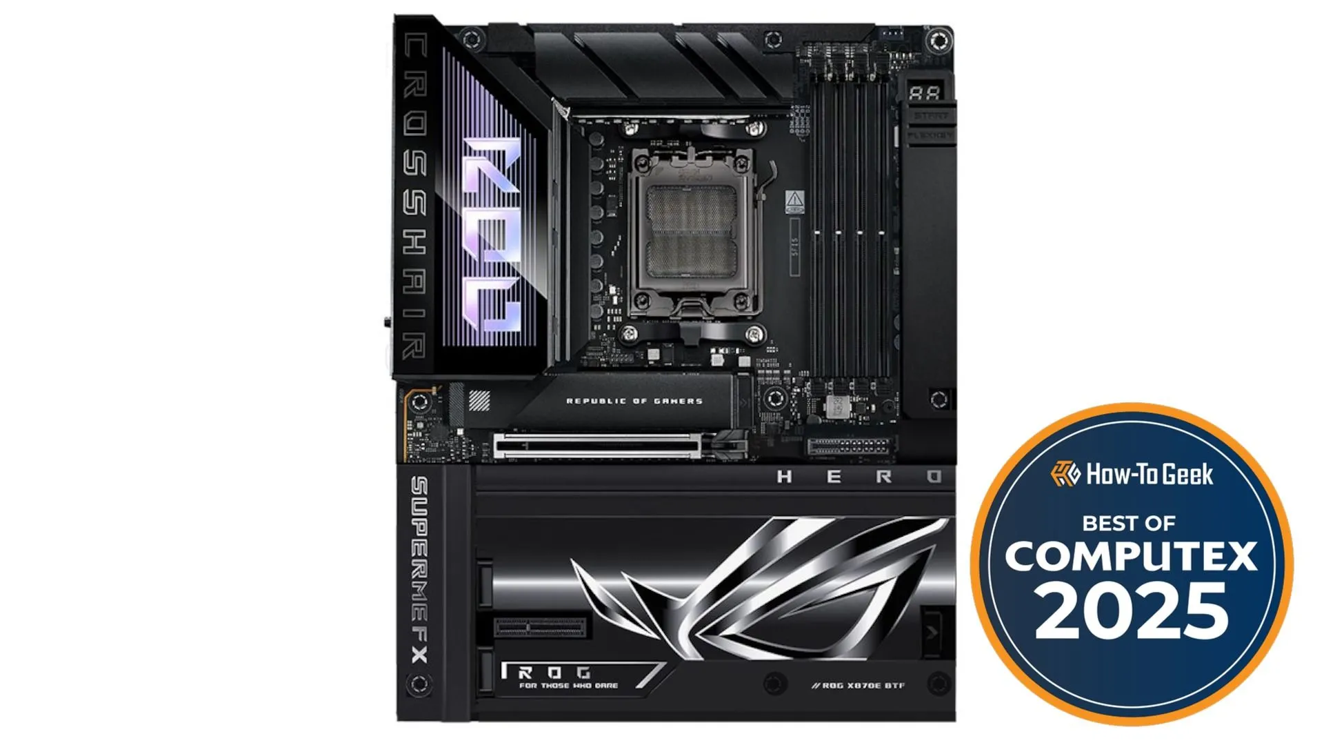 Bo mạch chủ ASUS ROG Crosshair X870E Hero BTF tích hợp kết nối nguồn ẩn