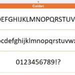 Các ký tự chữ cái và số được hiển thị bằng font Calibri trên trang tính Excel