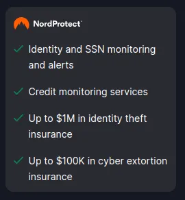 Các tính năng chính của dịch vụ bảo vệ danh tính NordProtect từ NordVPN