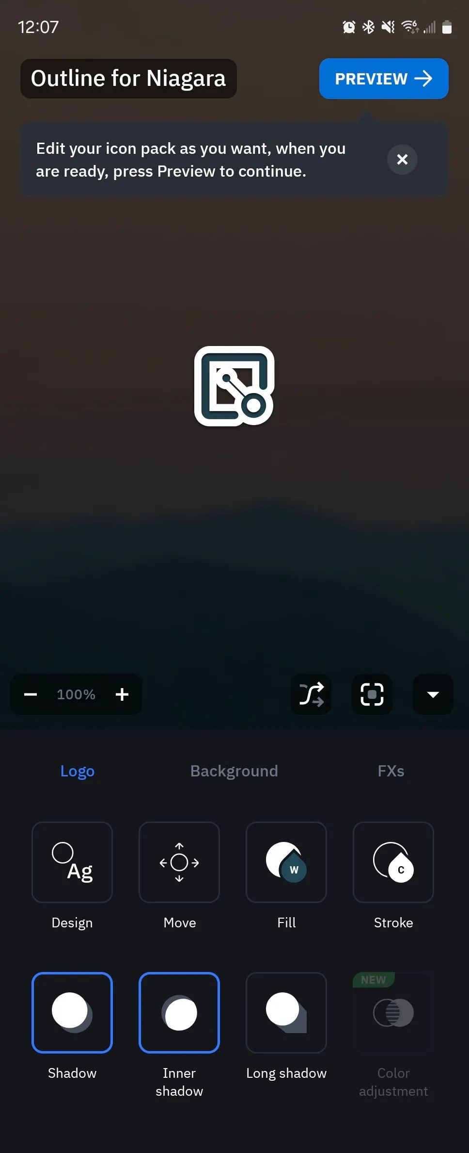 Các tùy chọn chỉnh sửa chi tiết cho gói biểu tượng trong Icon Pack Studio