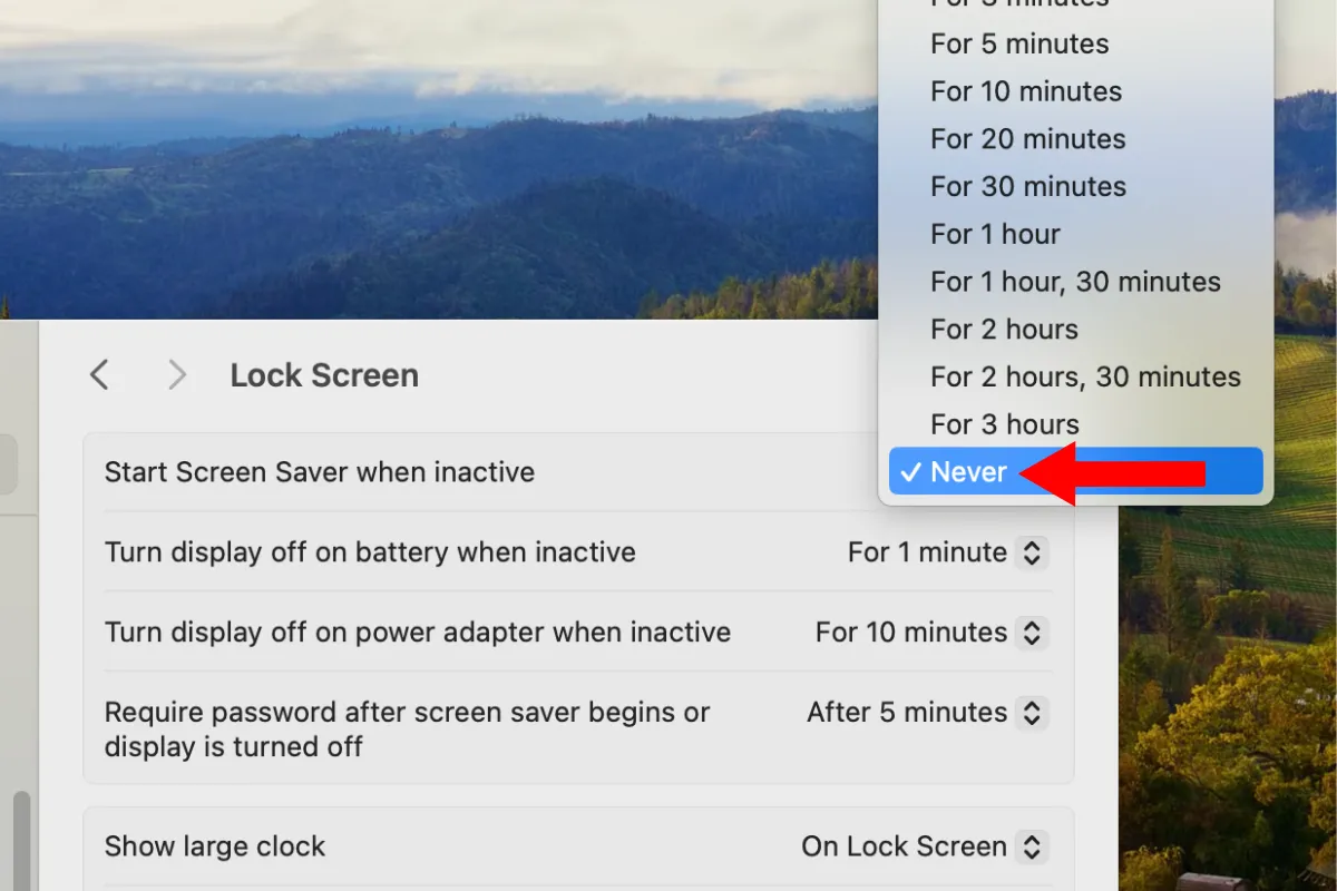 Cài đặt Màn hình khóa và Trình bảo vệ màn hình trên macOS.