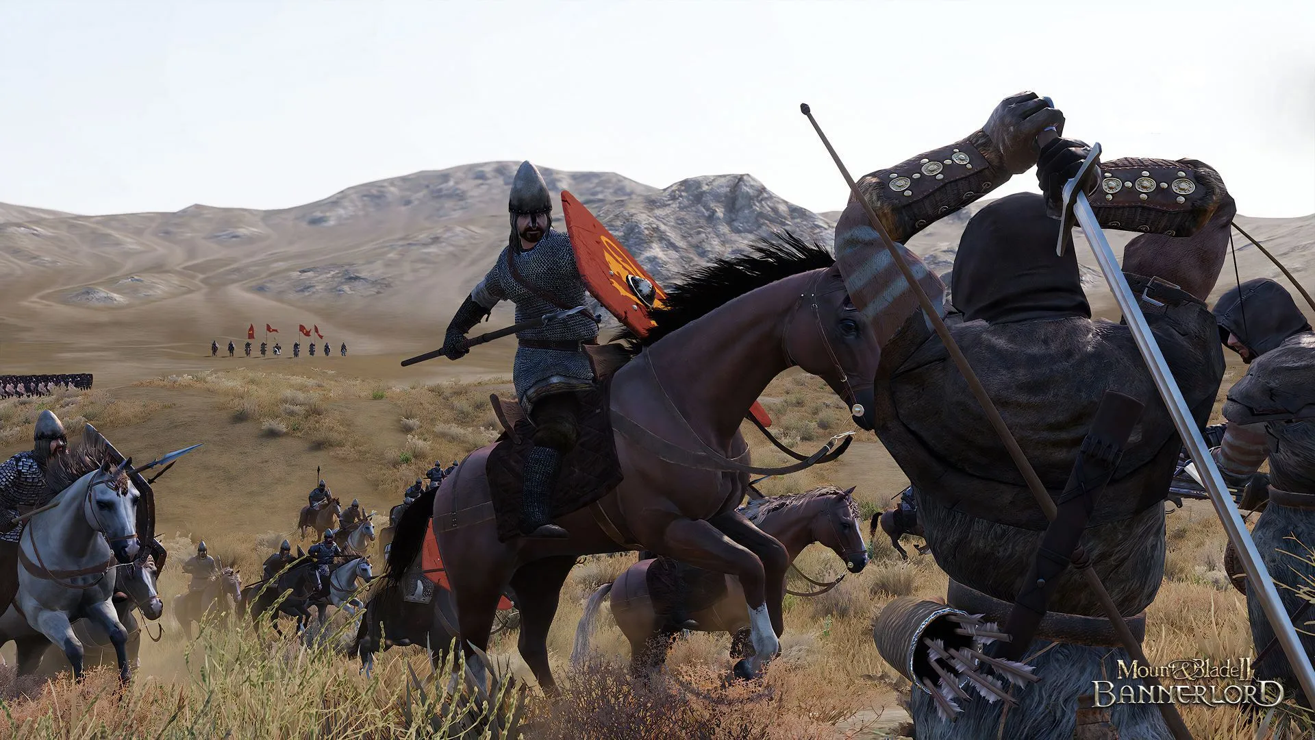 Cảnh chiến đấu trên lưng ngựa trong Mount &amp; Blade II Bannerlord, thể hiện tiềm năng cải thiện gameplay qua mod PC.