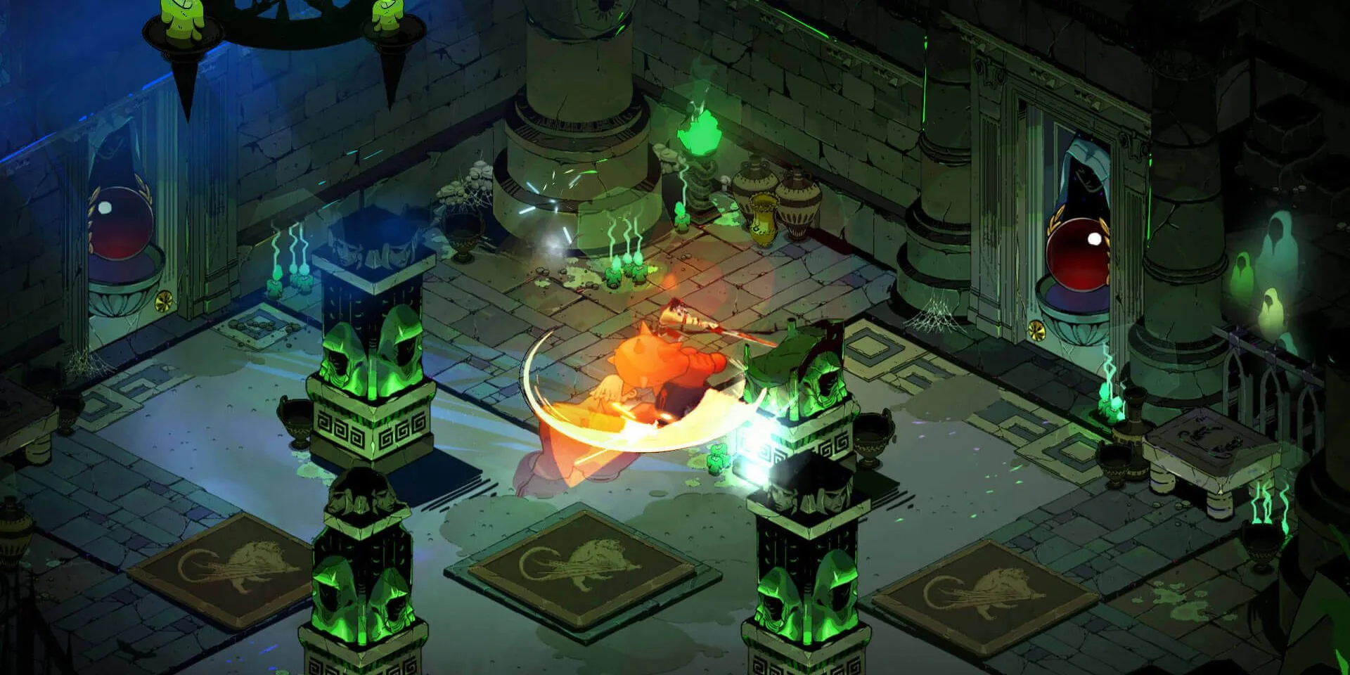Cảnh gameplay của Hades, minh họa các pha hành động nhanh.