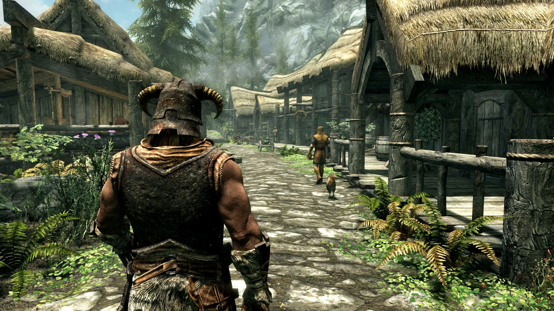 Cảnh quan hùng vĩ và kiến trúc cổ đại trong thế giới Skyrim của The Elder Scrolls