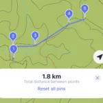 Chế độ thước đo khoảng cách tiện lợi trên ứng dụng bản đồ ngoại tuyến MAPS.ME.