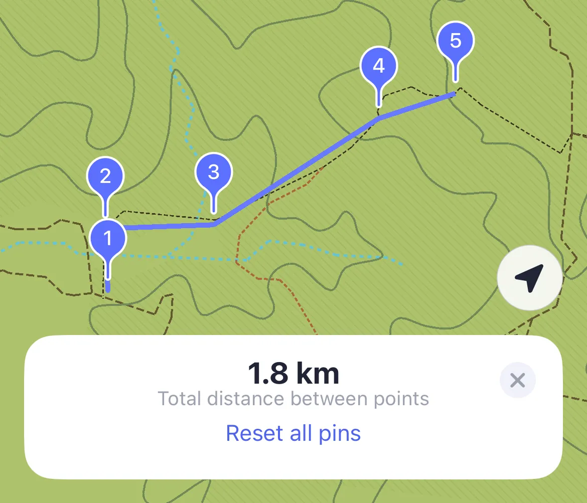 Chế độ thước đo khoảng cách tiện lợi trên ứng dụng bản đồ ngoại tuyến MAPS.ME.