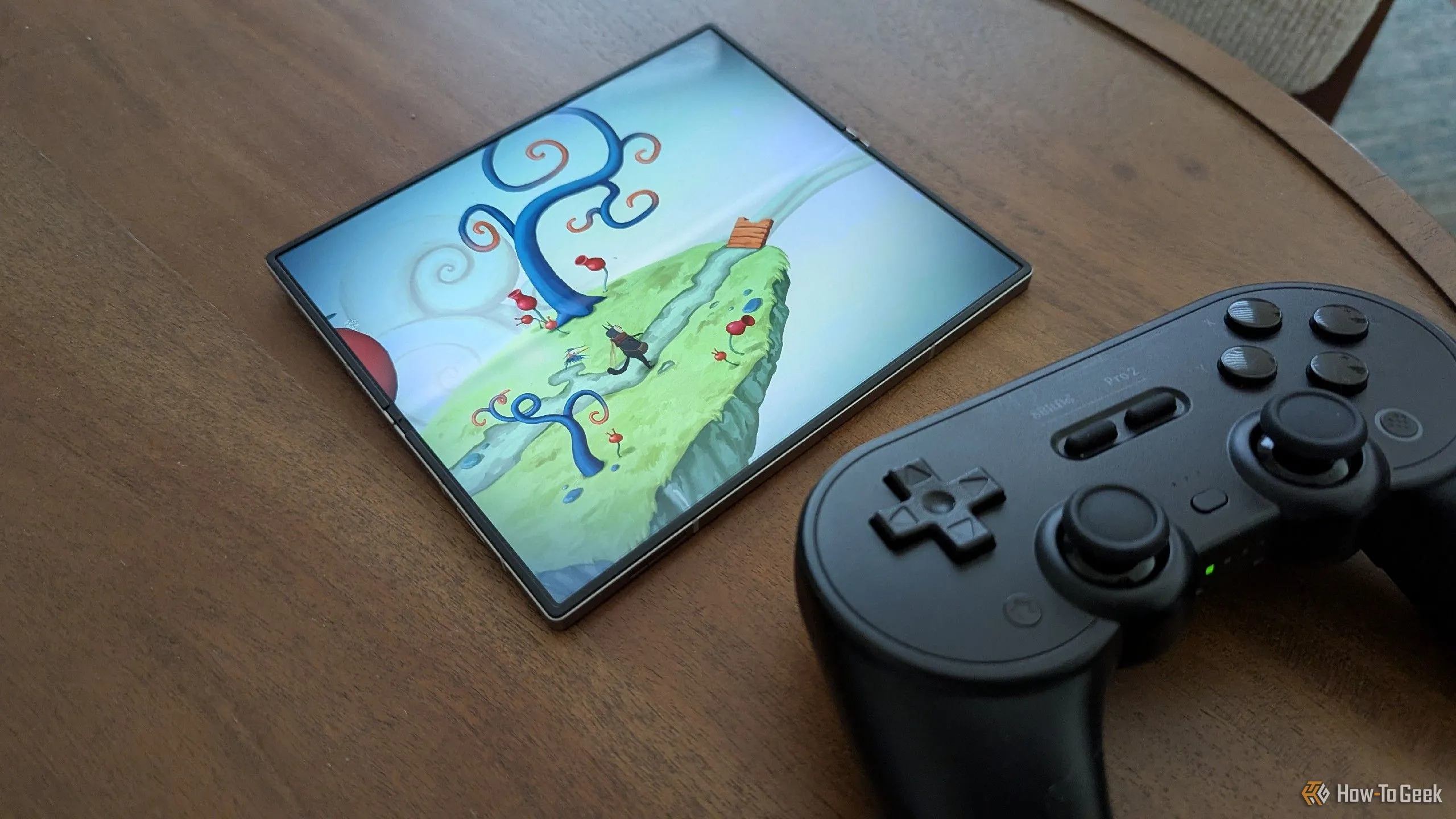 Chơi game Figment trên Galaxy Z Fold 6 với tay cầm 8BitDo Pro 2