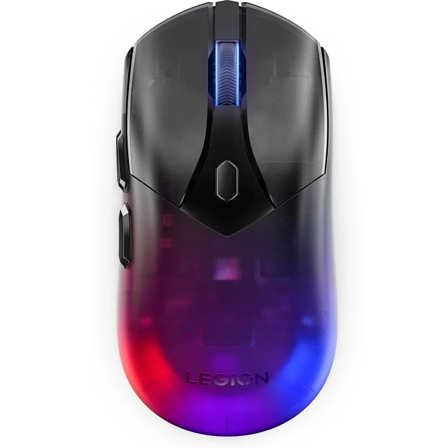 Chuột gaming không dây Lenovo Legion M410 với đèn RGB nổi bật trên nền trắng