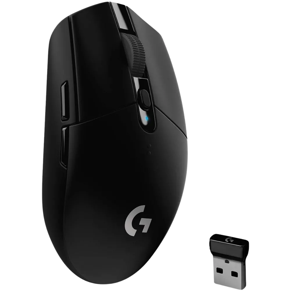 Chuột gaming không dây Logitech G305 LIGHTSPEED màu đen nhỏ gọn.