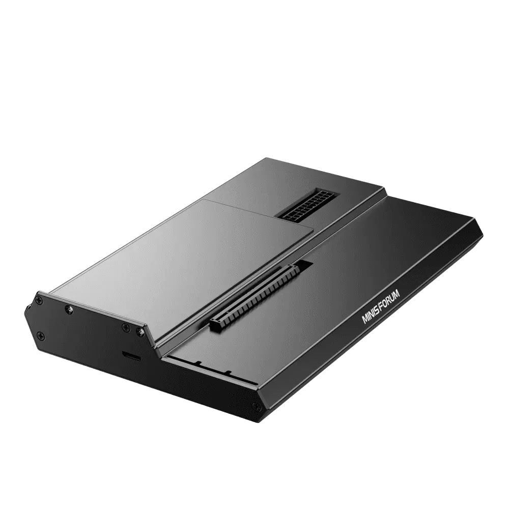 Cổng OCuLink trên dock eGPU Minisforum DEG1, cho thấy khả năng kết nối băng thông cao với card đồ họa rời.