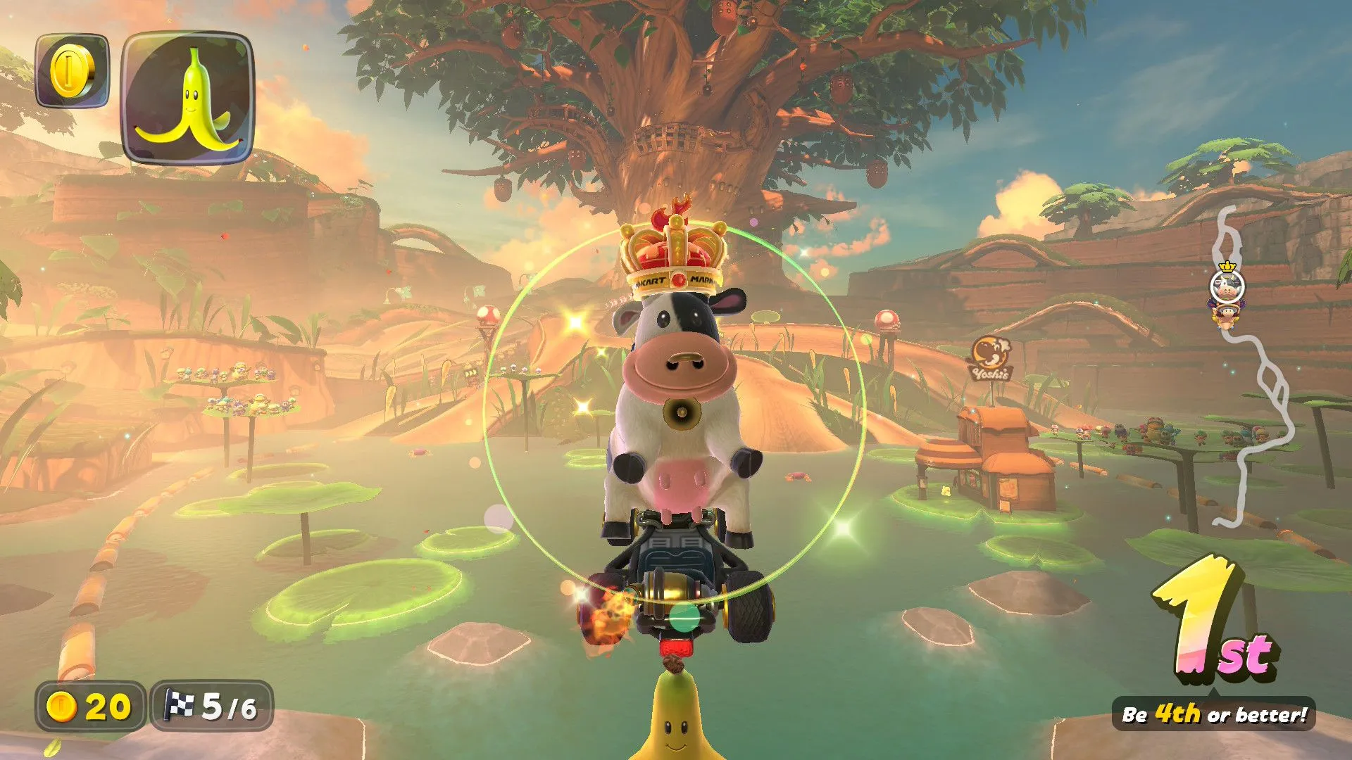 Cuộc đua kịch tính trong Mario Kart World với nhân vật bò sữa