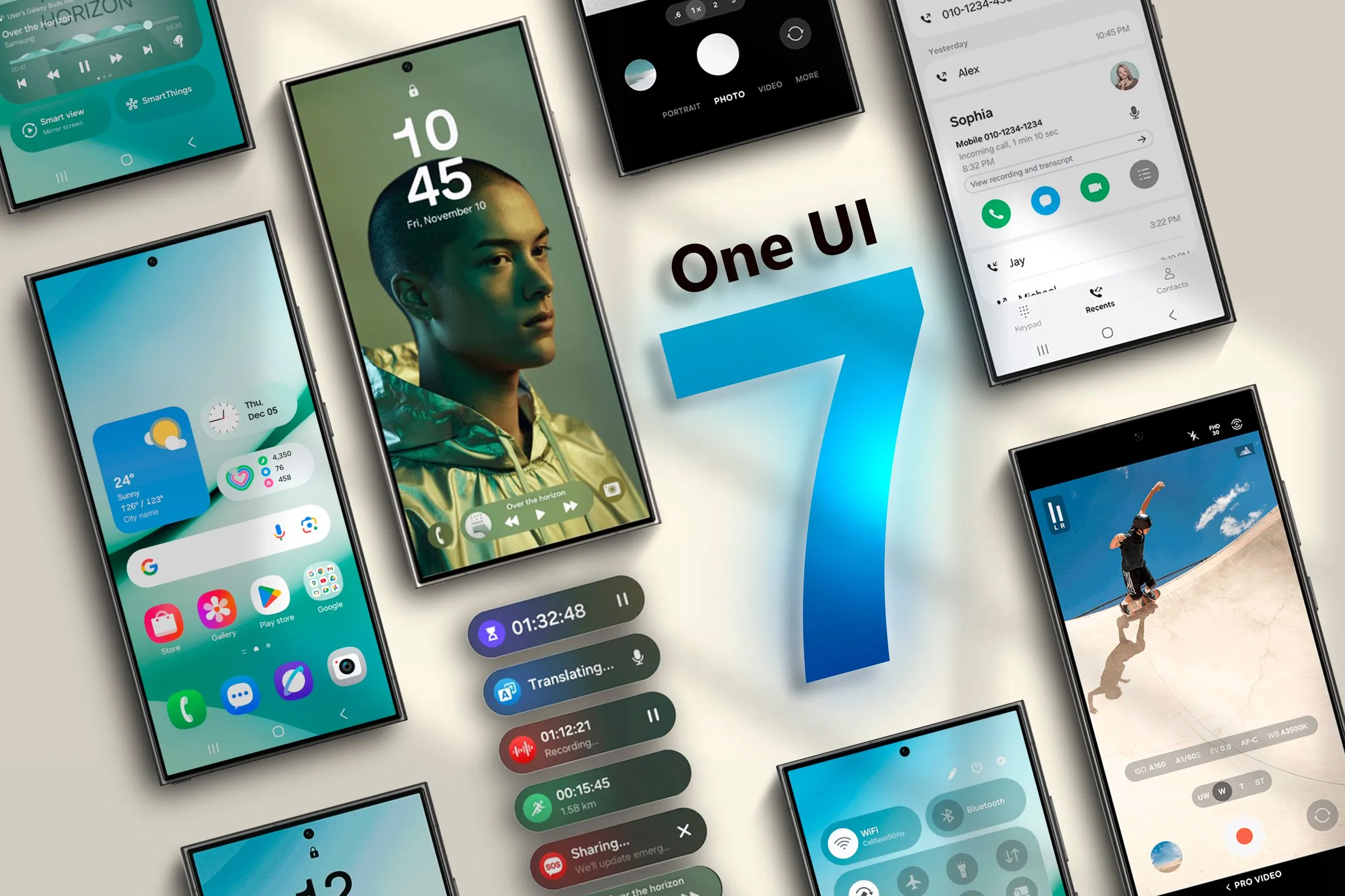 Điện thoại Samsung Galaxy S24 chạy One UI 7 với màn hình khóa tùy biến đa dạng.