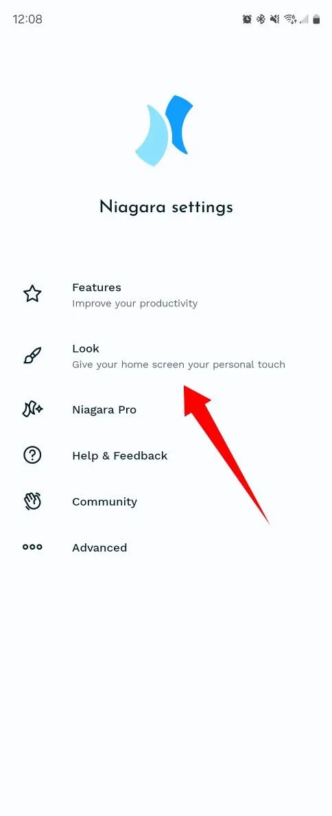 Giao diện cài đặt launcher hiển thị tùy chọn áp dụng gói biểu tượng