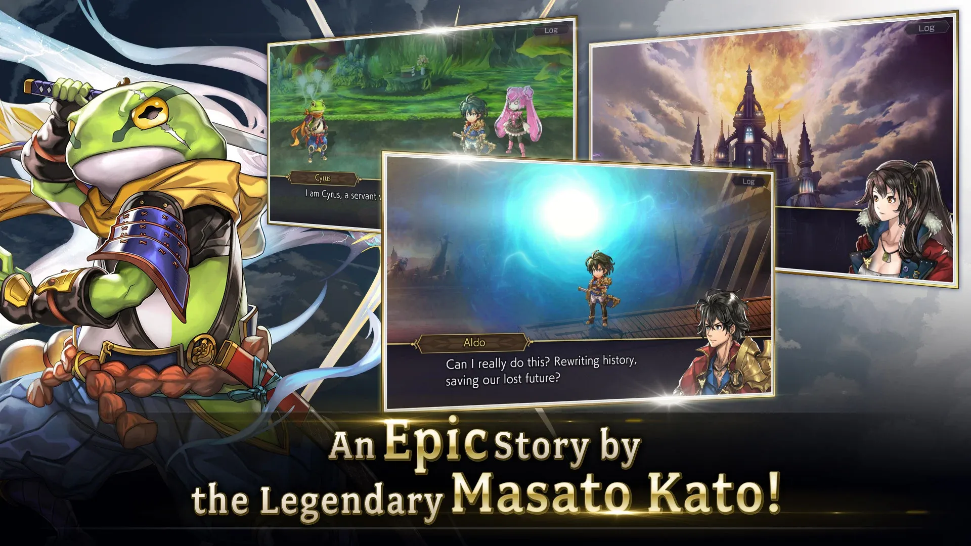 Giao diện chiến đấu theo lượt với các nhân vật và hiệu ứng kỹ năng trong Another Eden
