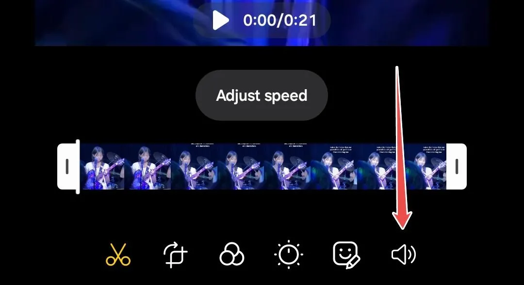 Giao diện chỉnh sửa video trong ứng dụng Thư viện Samsung