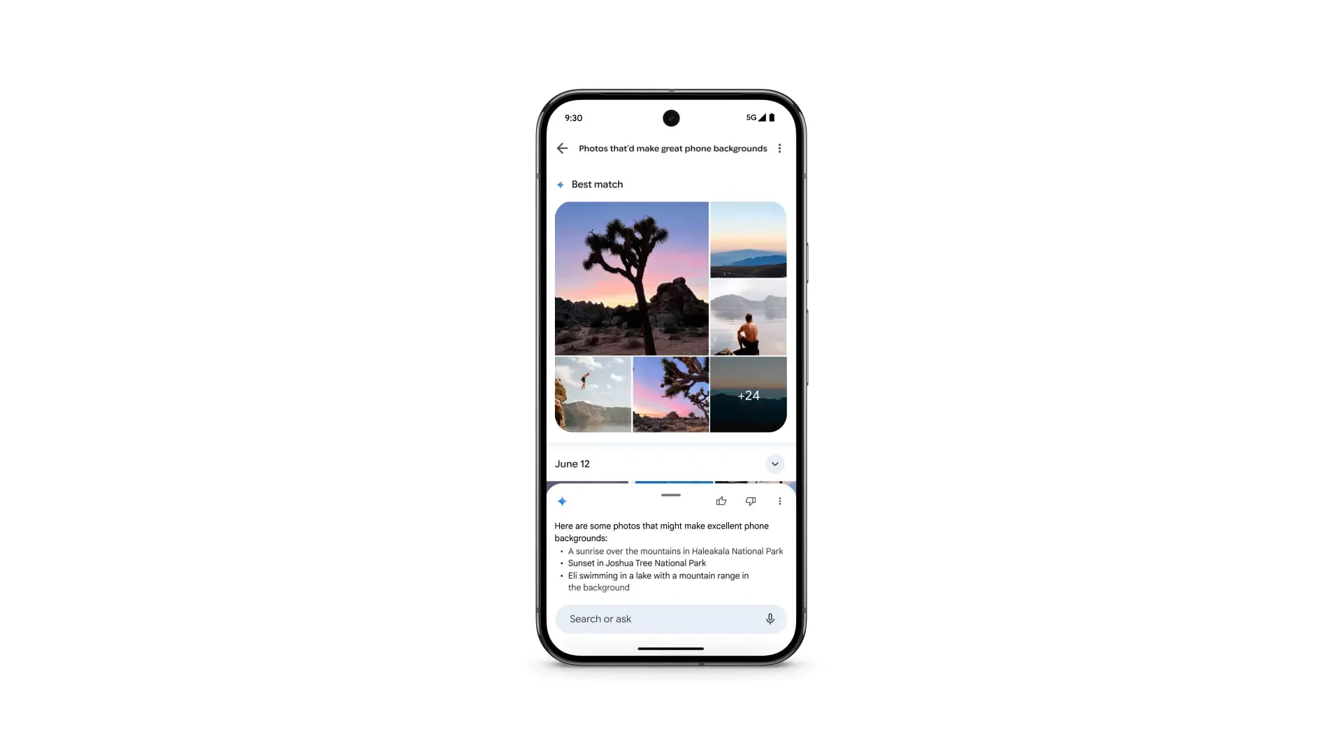 Giao diện Google Photos hiển thị kết quả Ask Photos được tối ưu tốc độ
