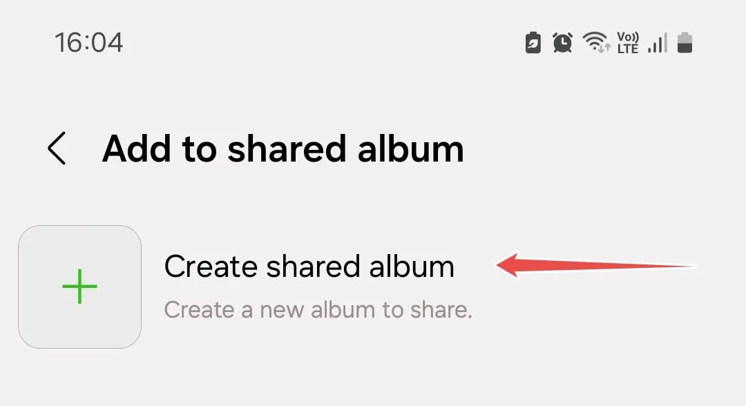 Giao diện tạo album chia sẻ mới trong ứng dụng Thư viện Samsung