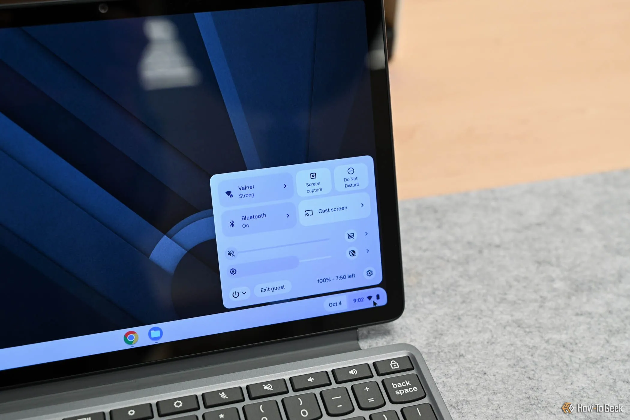 Giao diện trung tâm điều khiển của Lenovo Chromebook Duet 11 inch