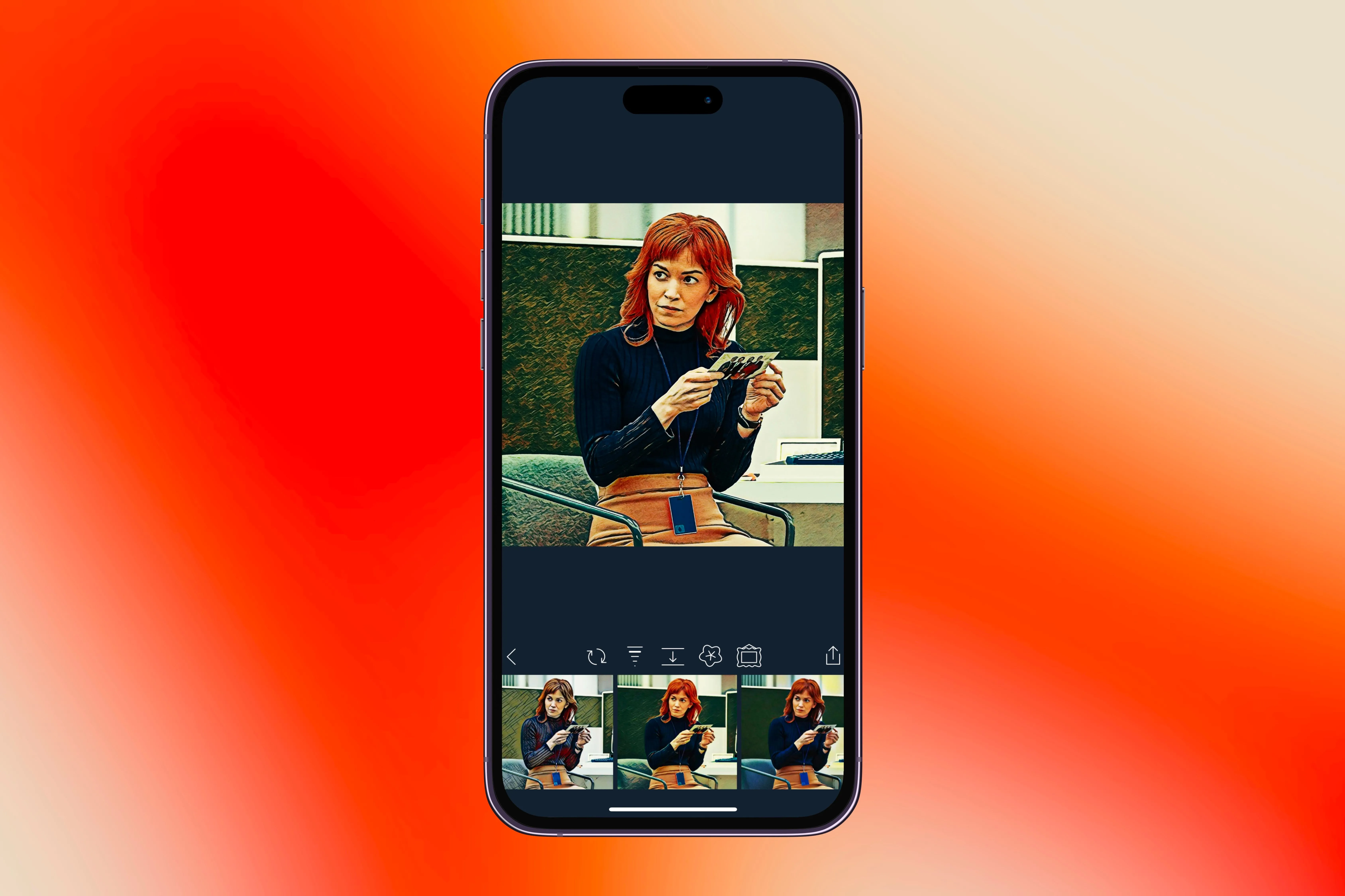 Hình ảnh chân dung được áp dụng bộ lọc nghệ thuật trong ứng dụng Visionist trên iPhone.