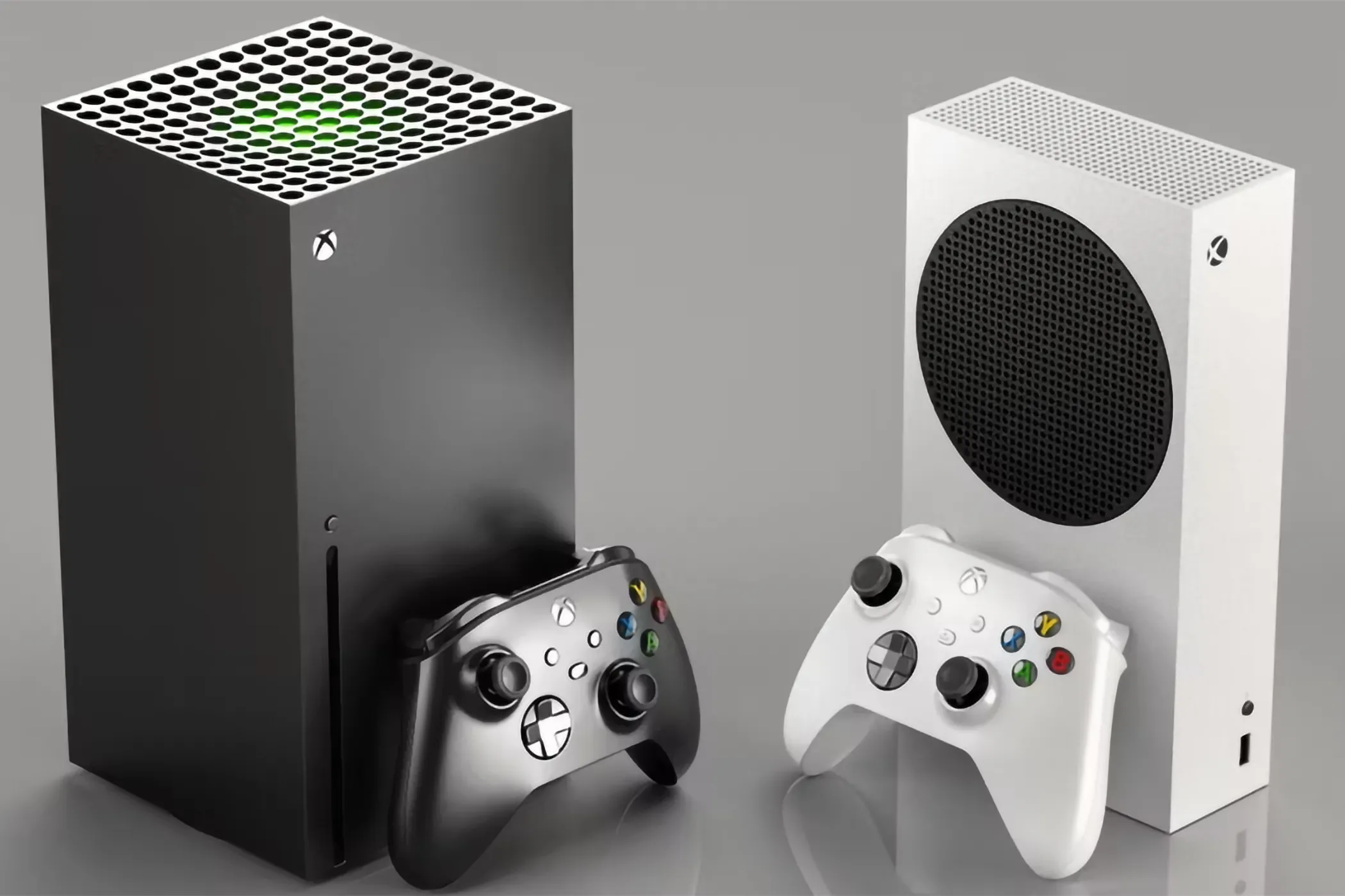 Hình ảnh hai mẫu console Xbox Series X và Xbox Series S, đại diện cho hệ sinh thái gaming truyền thống của Microsoft.