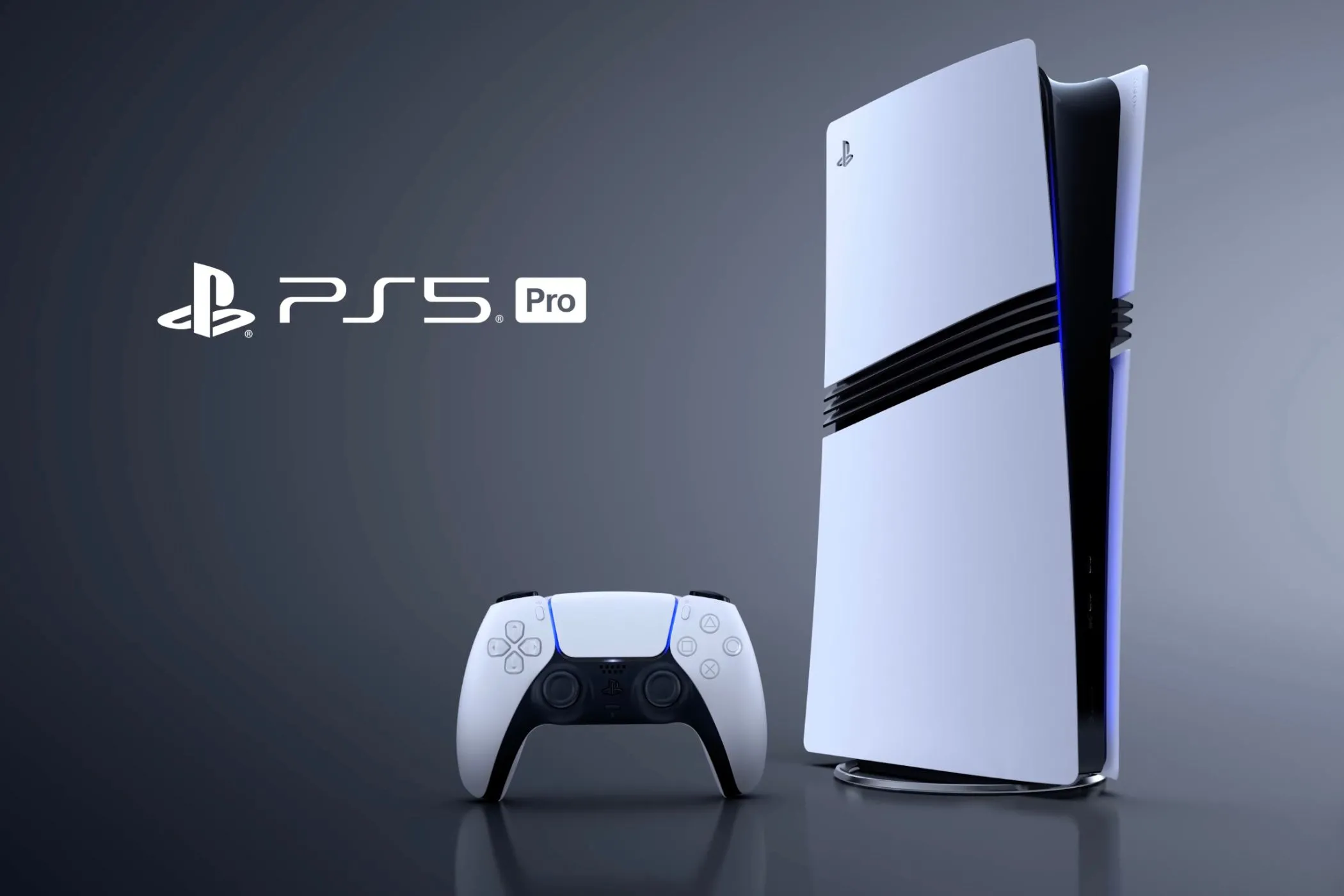 Hình ảnh quảng cáo PlayStation 5 Pro, minh họa công nghệ nâng cấp hình ảnh (upscaling) áp dụng trong chơi game.