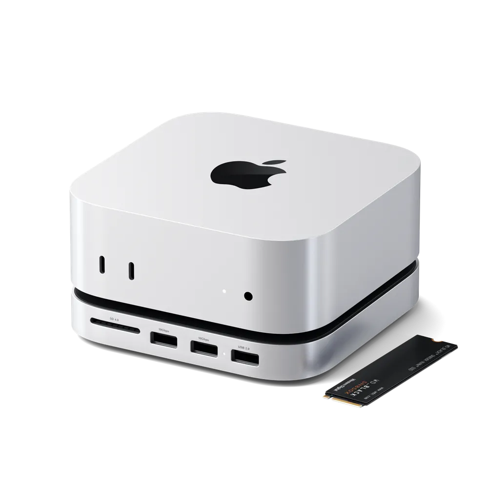 Hub Satechi Mac Mini M4 Stand & Hub cho phép mở rộng kết nối và lưu trữ
