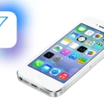 iPhone với iOS 7 đang chạy bên cạnh các màu sắc và biểu tượng ứng dụng.