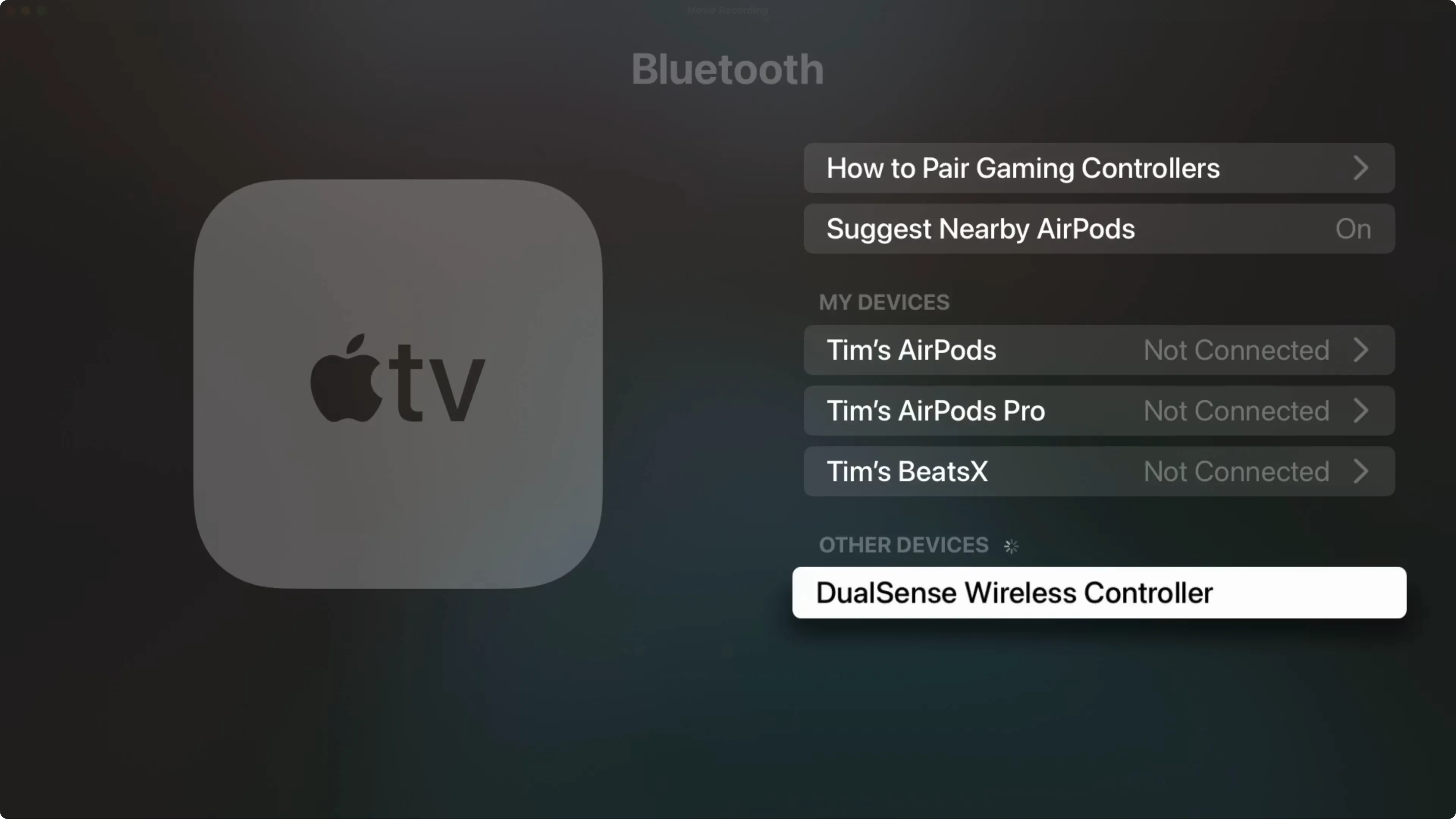 Kết nối tay cầm DualSense của PlayStation với Apple TV qua Bluetooth