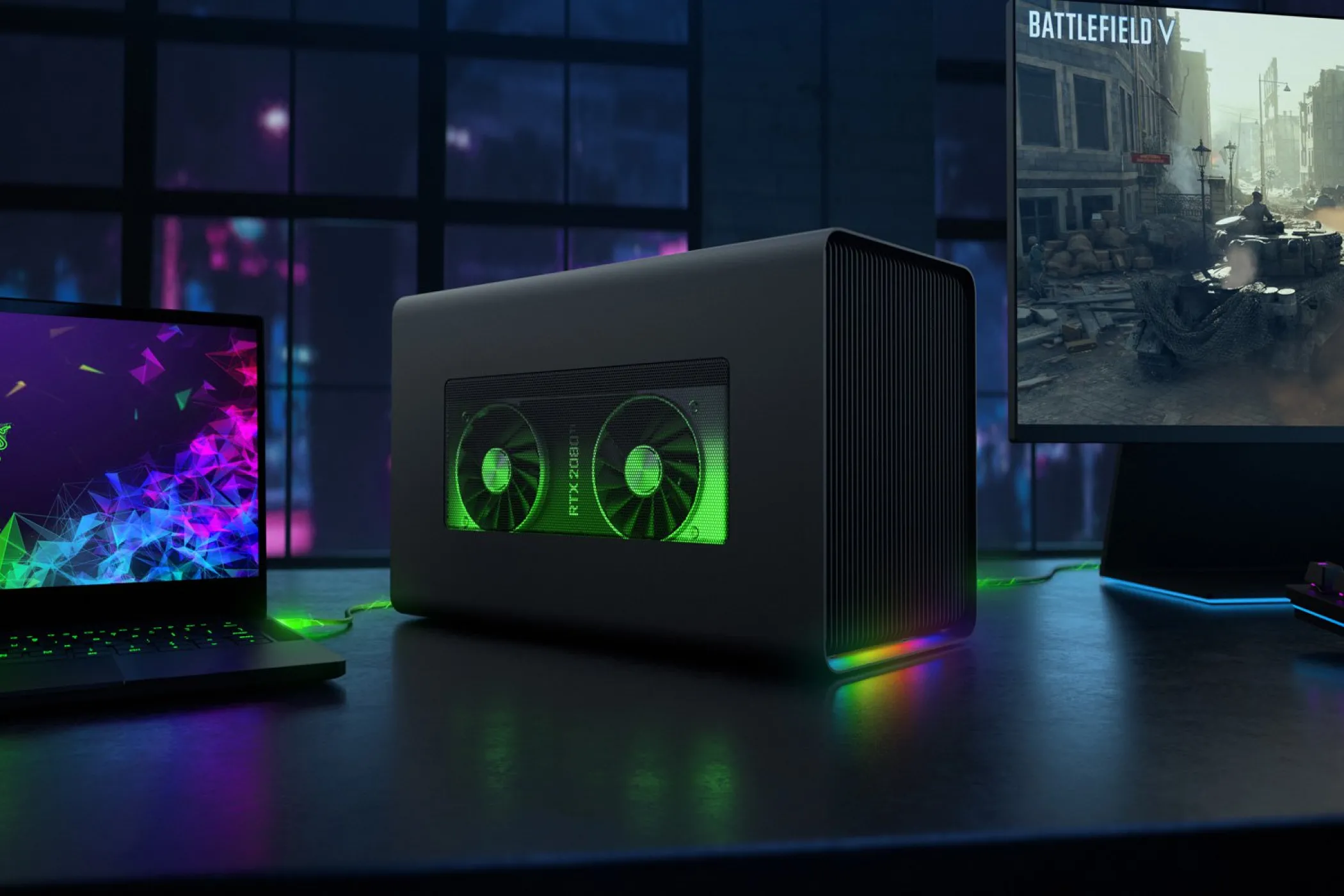 Khung gắn card đồ họa ngoài Razer Core X Chroma, một giải pháp eGPU enclosure phổ biến, được thiết kế để chứa GPU desktop.