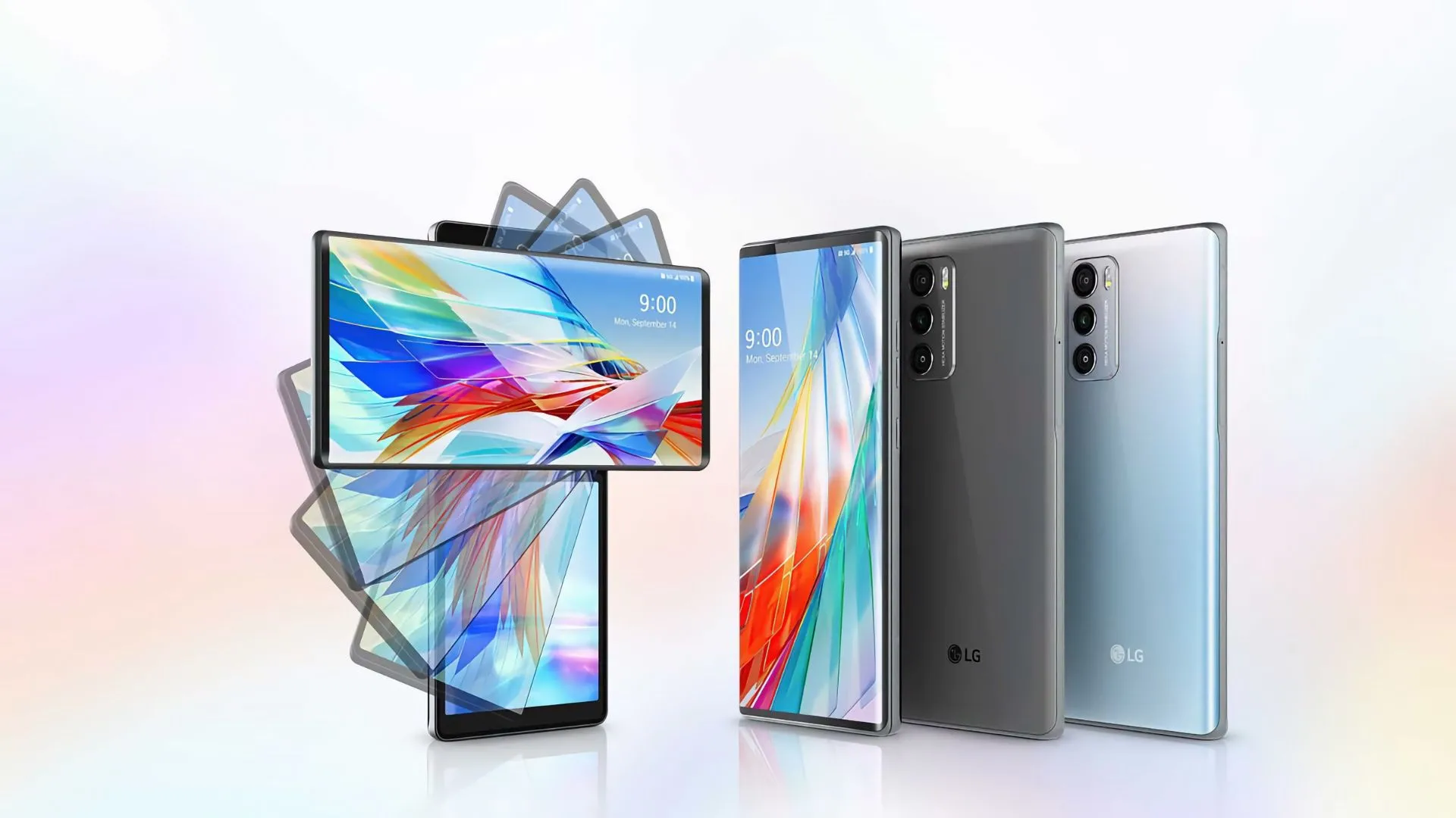 LG Wing 5G với màn hình chính đang xoay ngang, để lộ màn hình phụ bên dưới