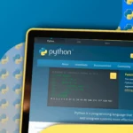 Màn hình hiển thị trang web tải Python, gợi mở hành trình học lập trình qua game.