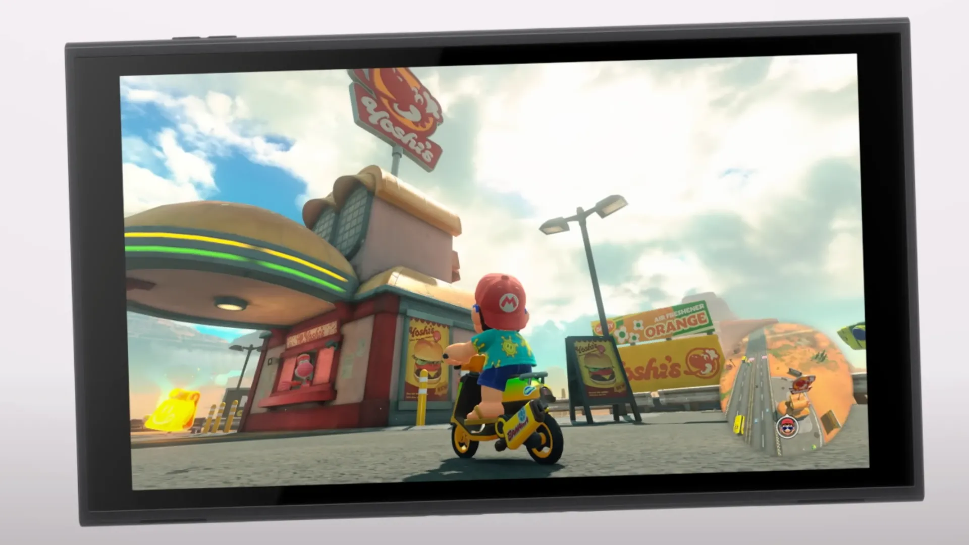 Màn hình Nintendo Switch 2 hiển thị game Mario, minh họa chất lượng hiển thị của console cầm tay.