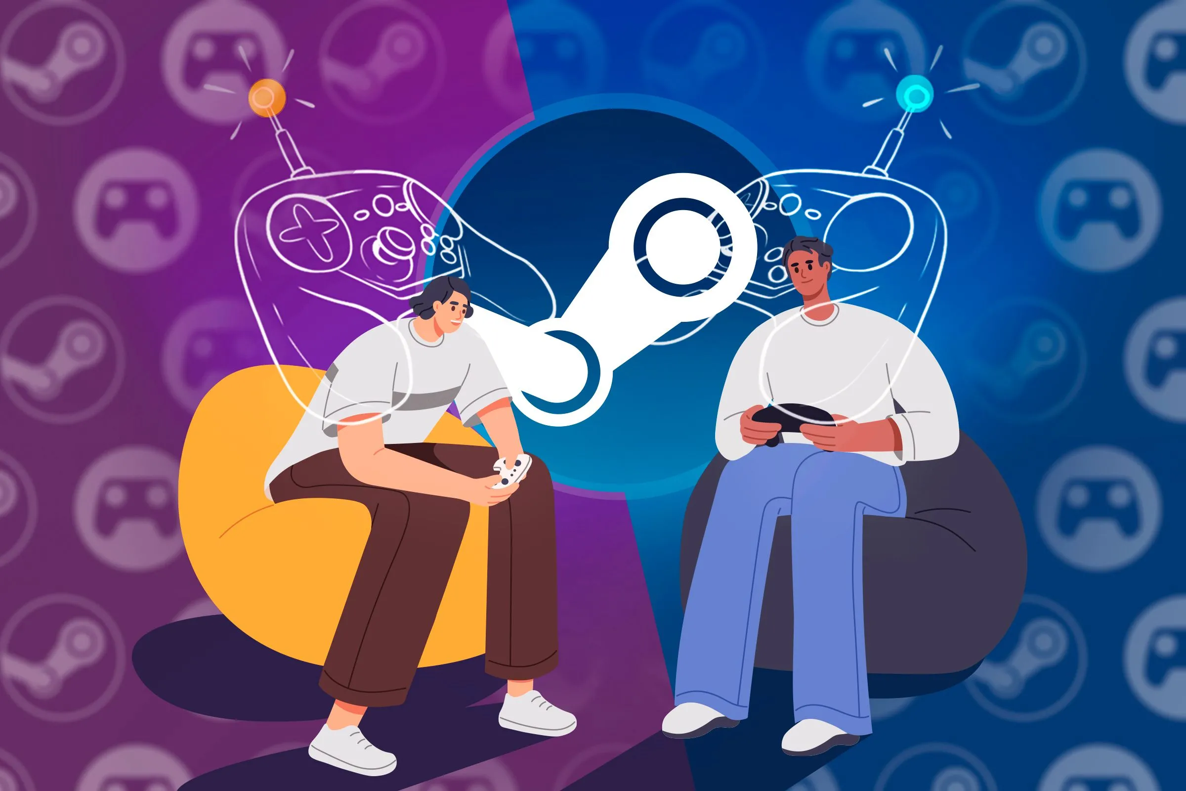 Minh họa Steam Family Sharing cho phép chia sẻ thư viện game giữa những người dùng