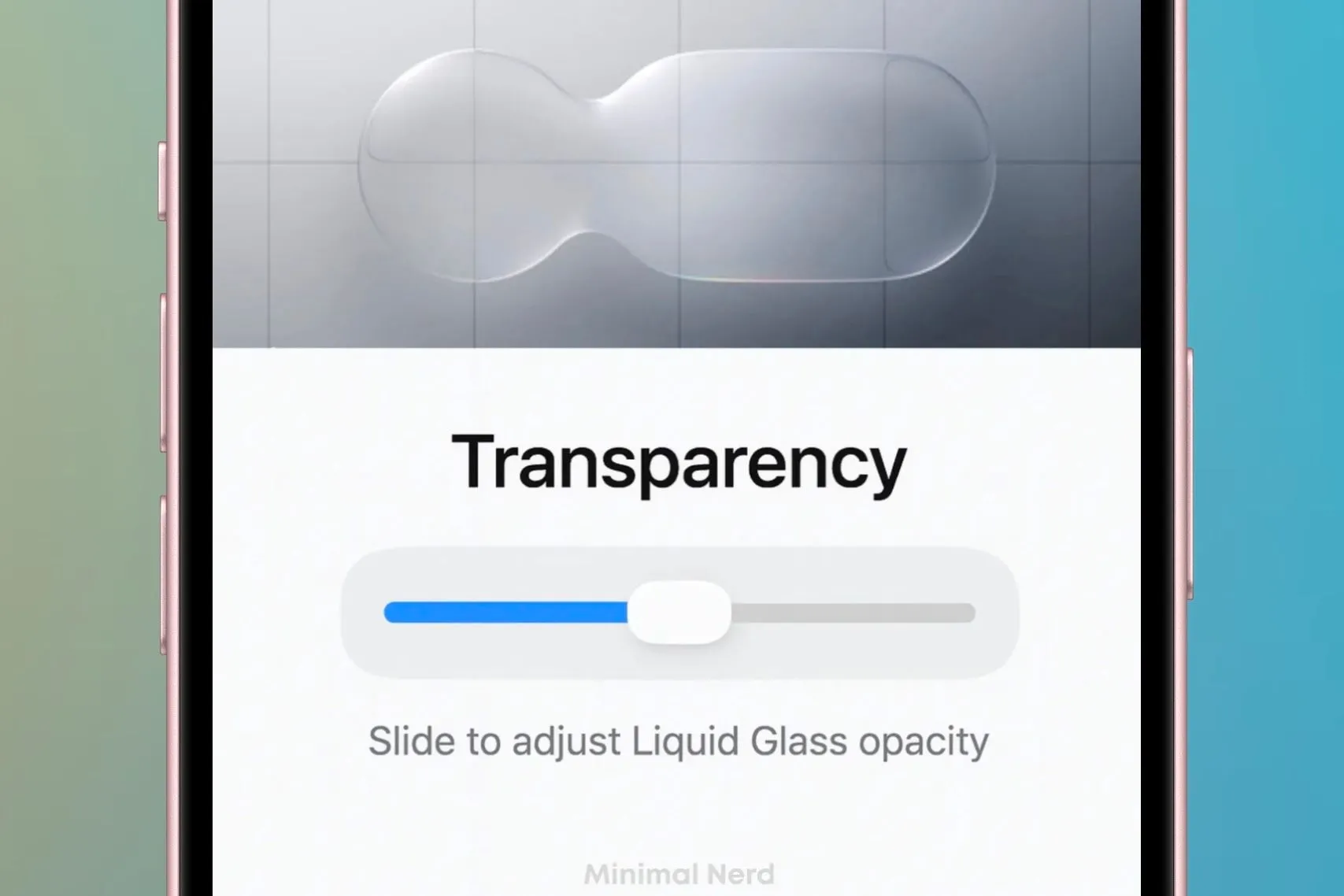 Mô phỏng thanh trượt điều chỉnh độ mờ của Liquid Glass trên iOS