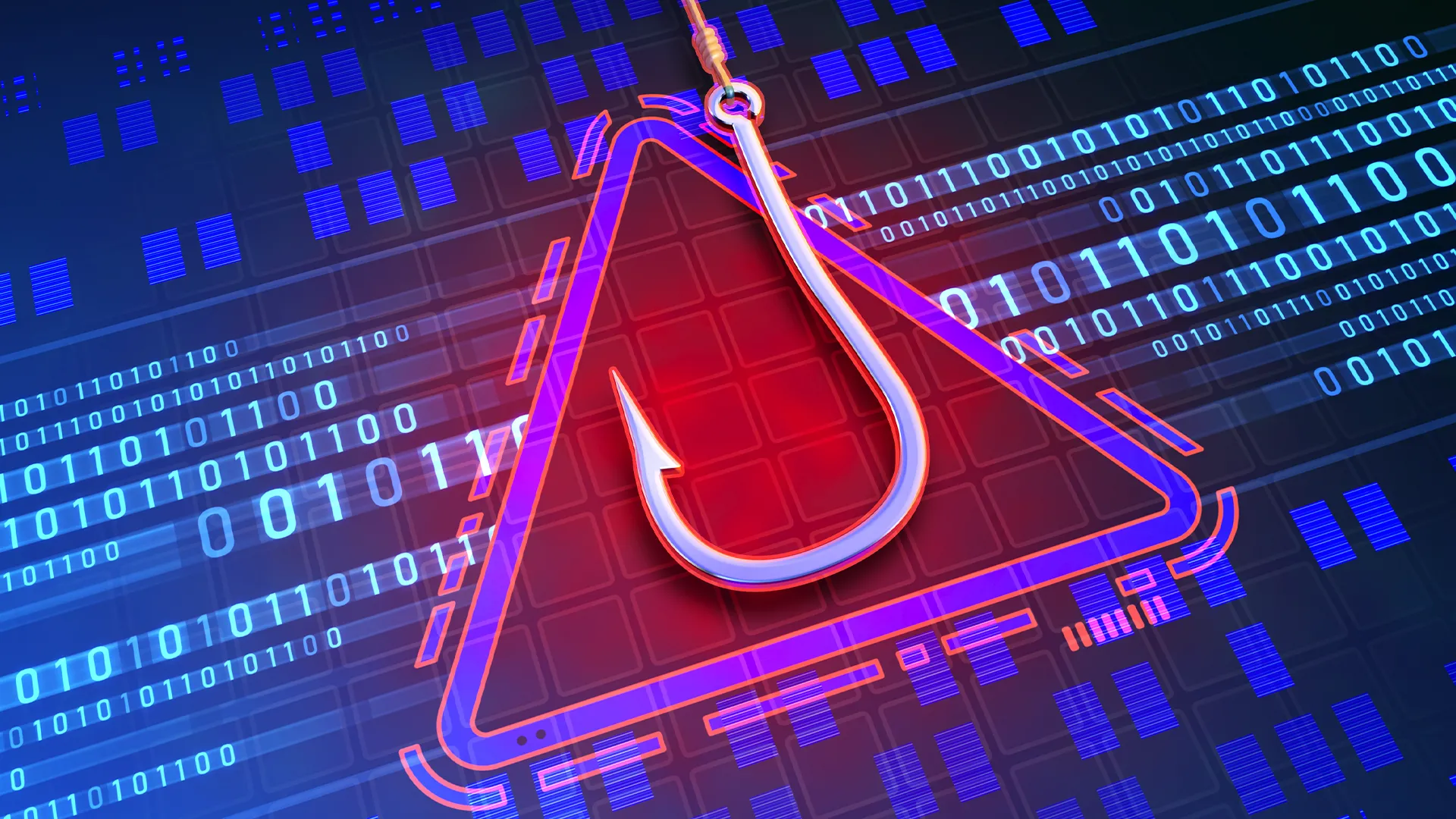 Móc câu tượng trưng cho cuộc tấn công lừa đảo (phishing) nhằm vào dữ liệu cá nhân, thể hiện nguy cơ rò rỉ thông tin.