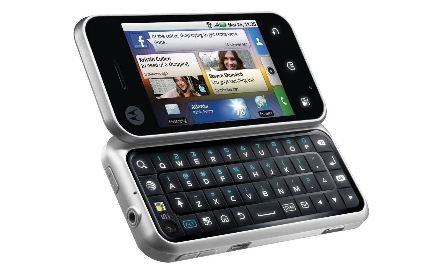 Motorola Backflip với bàn phím vật lý có thể gập ngược từ mặt sau của điện thoại.