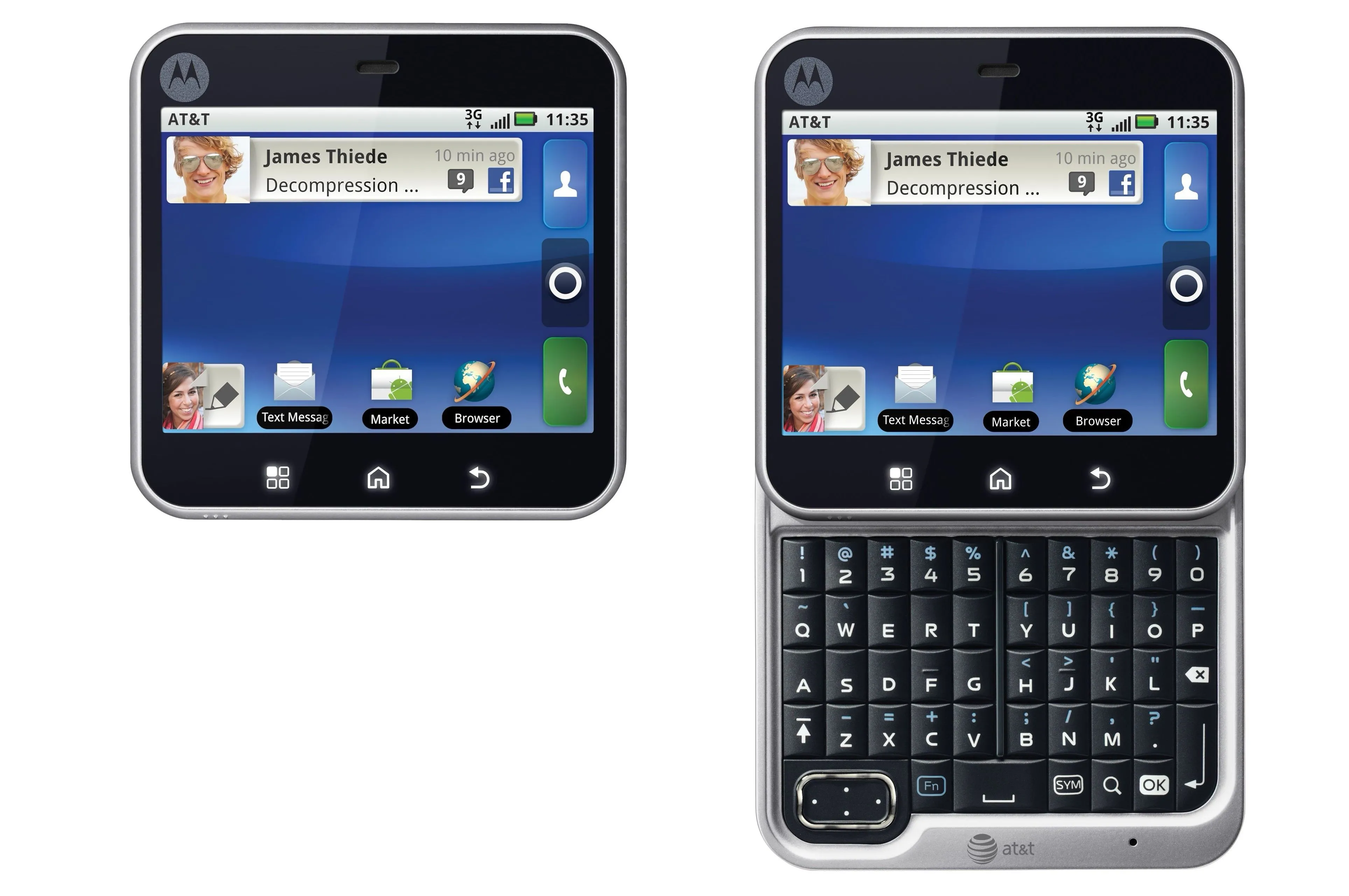 Motorola FlipOut với thiết kế hình vuông và bàn phím vật lý xoay độc đáo.