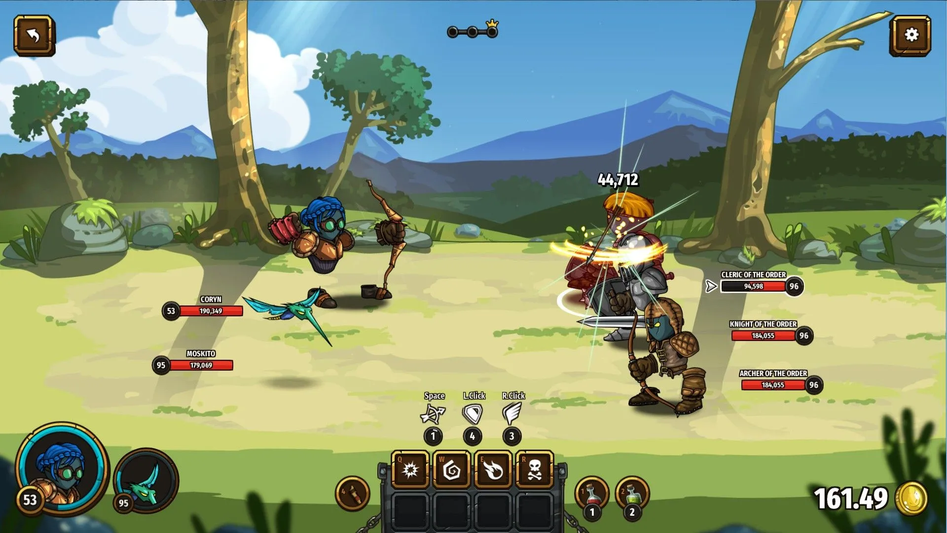 Người chơi đang chiến đấu với kẻ thù trong game nhập vai Swords and Souls Neverseen.