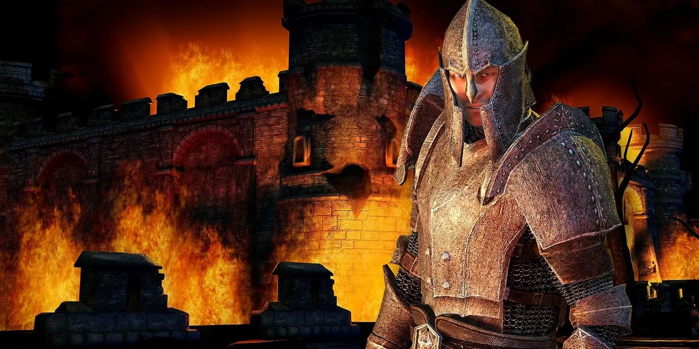 Người lính gác trong thế giới mở của The Elder Scrolls IV Oblivion, tượng trưng cho khả năng mod game trên PC.