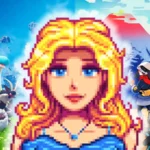Nhân vật Haley trong game nông trại Stardew Valley đang thư giãn, thể hiện khía cạnh tương tác xã hội của game.