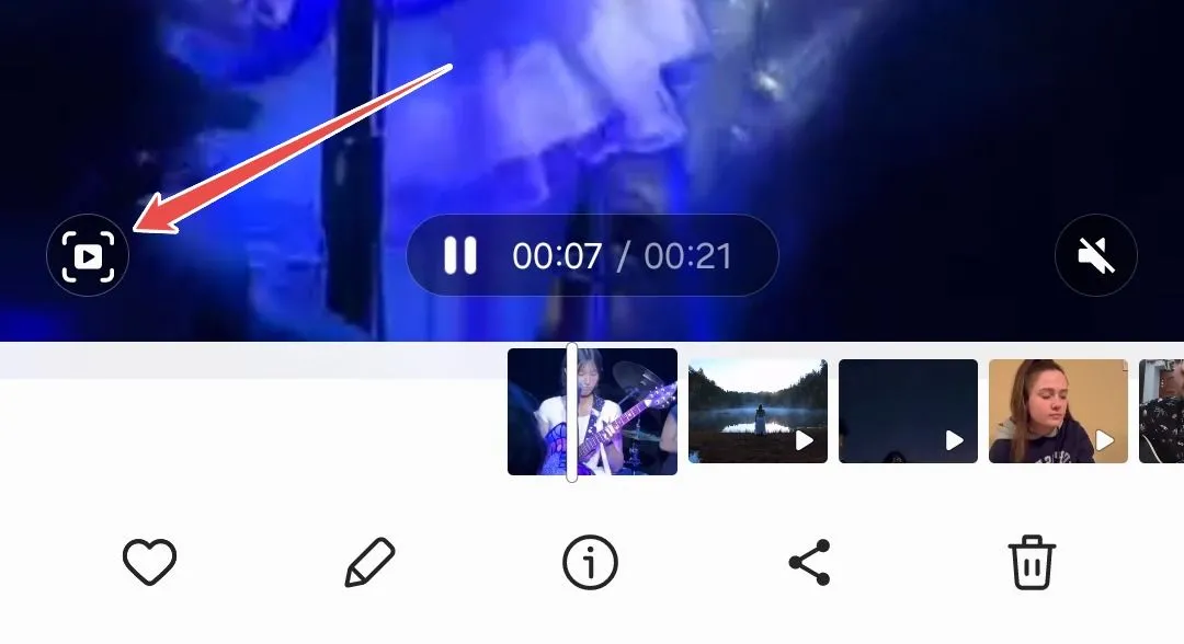 Nút Cắt nhanh (Quick Crop) xuất hiện khi phát video trong ứng dụng Thư viện Samsung