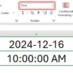Ô F2 trong Excel hiển thị định dạng thời gian được áp dụng