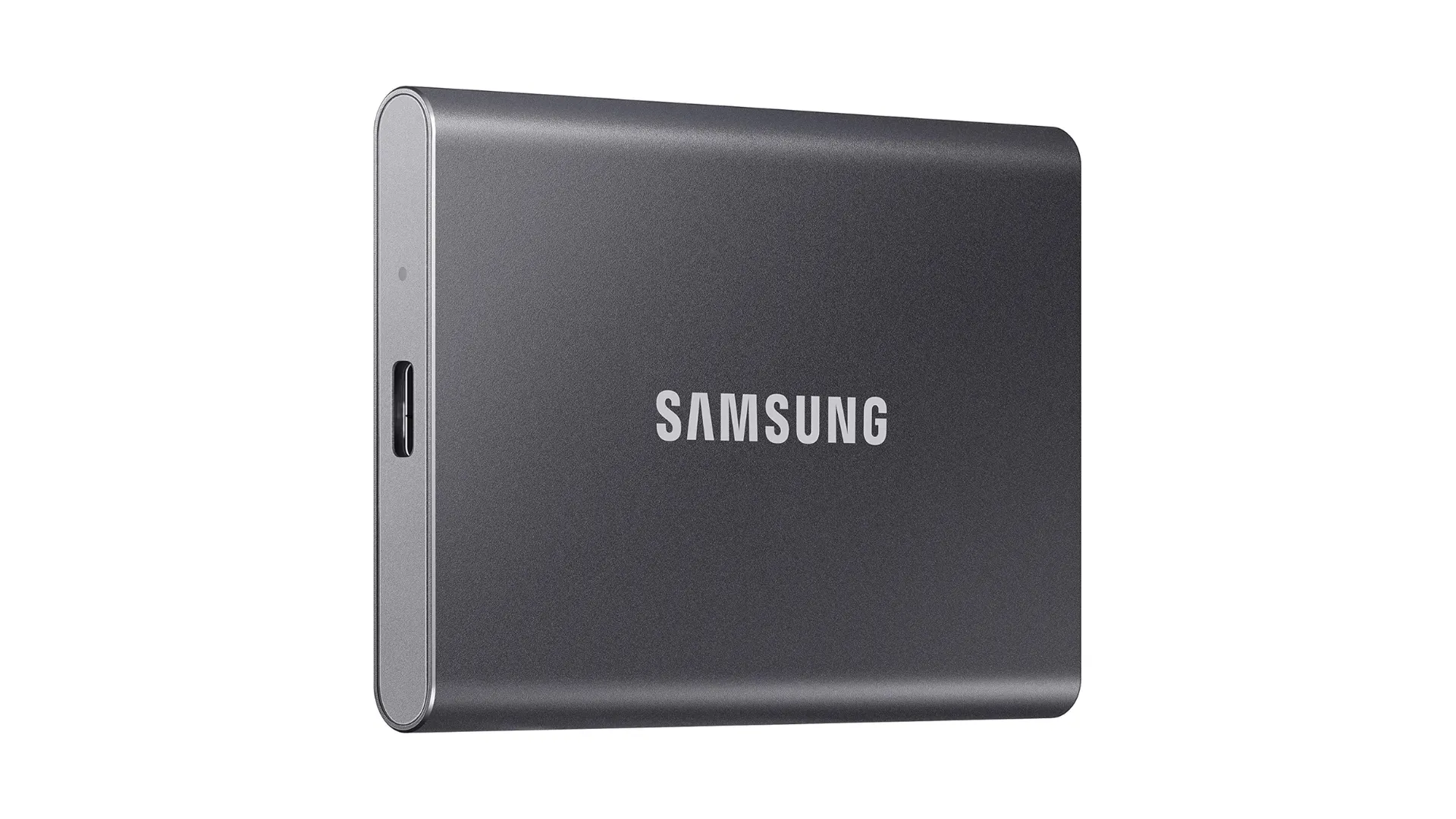 Ổ SSD di động Samsung T7 màu đỏ, giải pháp lưu trữ nhanh và gọn cho MacBook.