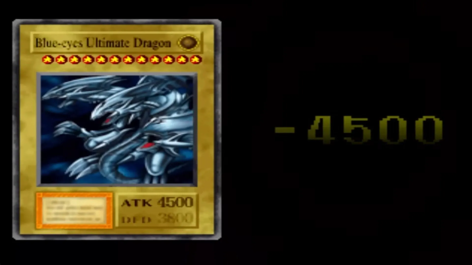 Rồng Trắng Mắt Xanh Tối Thượng (Blue-Eyes Ultimate Dragon) tấn công trực diện người chơi trong Yu-Gi-Oh Forbidden Memories
