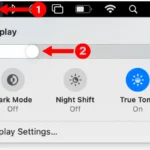 Thanh trượt điều chỉnh độ sáng màn hình MacBook trong thanh menu.