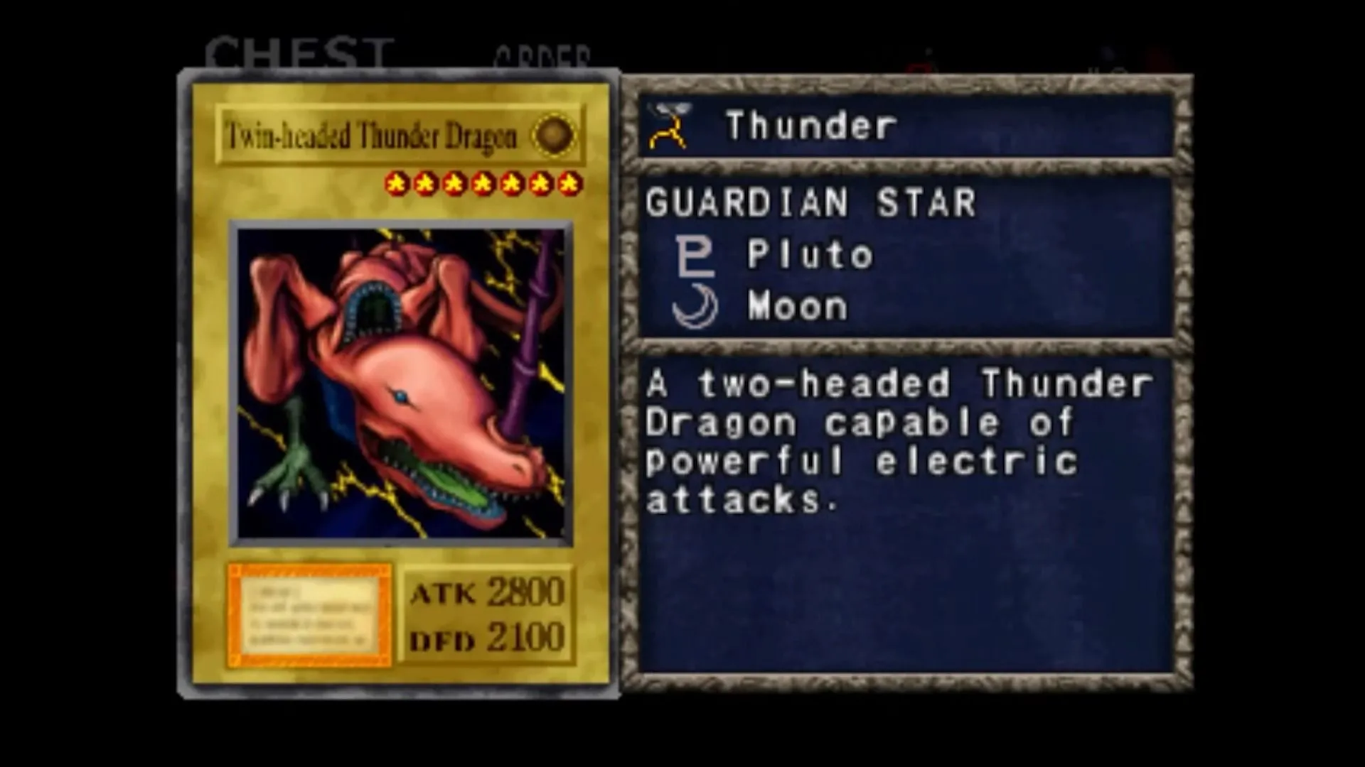 Thẻ bài Rồng Sấm Sét Hai Đầu (Twin-Headed Thunder Dragon) trong Yu-Gi-Oh Forbidden Memories
